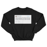 Donald Trump tweet to Robert Pattinson about Miss Universe Girls on a black crewneck sweater