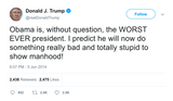 Donald Trump tweet calling Obama the worst president ever from Tee Tweets