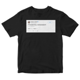 Donald Trump presidential harrassment tweet on a black t-shirt from Tee Tweets