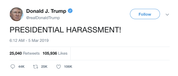 Donald Trump presidential harrassment tweet from Tee Tweets