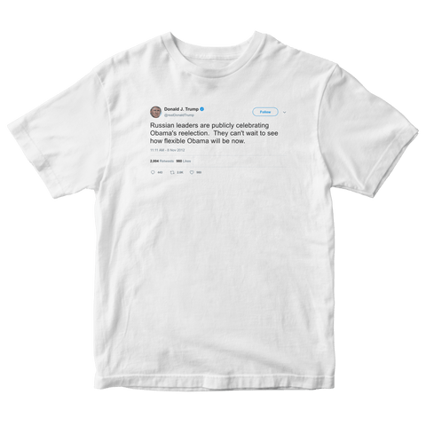 Donald Trump Russian leaders celebrating Obama tweet on a white t-shirt from Tee Tweets