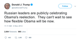 Donald Trump Russian leaders celebrating Obama tweet from Tee Tweets