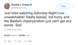 Donald Trump says Saturday Night Live is unwatchable tweet from Tee Tweets