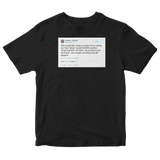 Donald Trump calling Kim Jong-Un short and fat tweet on a black t-shirt from Tee Tweets