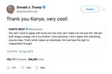 Donald Trump thank you Kanye very cool tweet from Tee Tweets