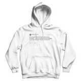 Donald Trump the United States has no president tweet on a white hoodie from Tee Tweets