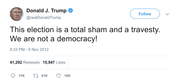 Donald Trump we are not a democracy tweet from Tee Tweets