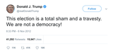 Donald Trump we are not a democracy tweet from Tee Tweets