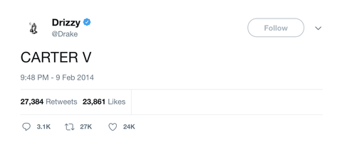 Drake Carter V tweet from Tee Tweets