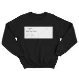 Drake wtf tweet on a black crewneck sweater from Tee Tweets