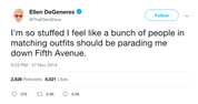 Ellen DeGeneres Thanksgiving parading down Fifth Ave tweet from Tee Tweets