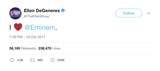 Ellen DeGeneres I love Eminem tweet from Tee Tweets