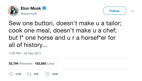 Elon Musk horse effer tweet from Tee Tweets