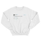 Elon Musk the coronavirus panic is dumb tweet on a white crewneck sweater from Tee Tweets
