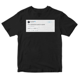 Elon Musk the coronavirus panic is dumb tweet on a black t-shirt from Tee Tweets