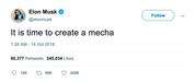 Elon Musk time to create a mecha tweet from Tee Tweets
