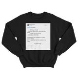 Flavor Flav Donald Trump is crazy tweet on a black crewneck sweater from Tee Tweets