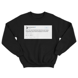 Gary Vaynerchuk happiness and mental freedom tweet on a black crewneck sweater from Tee Tweets