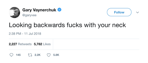 Gary Vaynerchuk looking backwards messes with your neck tweet from Tee Tweets