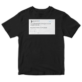 Gary Vaynerchuk swallowed gum my whole life tweet on a black t-shirt from Tee Tweets