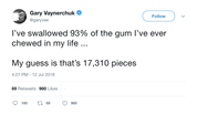 Gary Vaynerchuk swallowed gum my whole life tweet from Tee Tweets