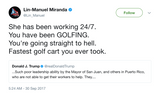 Lin-Manuel Miranda tells Trump he's on golf cart to hell tweet from Tee Tweets