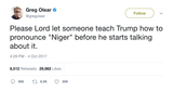 Greg Olear teach Trump how to say Niger tweet from Tee Tweets