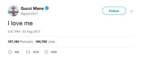 Gucci Mane I love me tweet from Tee Tweets