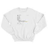 Gucci Mane manners are priceless tweet on a white crewneck sweater from Tee Tweets