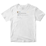 Hamilton immigrants we get the job done tweet on a white t-shirt from Tee Tweets