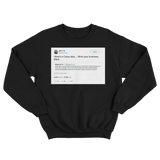 Ice T mind your business tweet on a black crewneck sweater from Tee Tweets