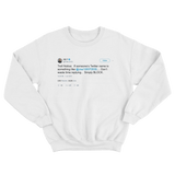 Ice T blocking the trolls on Twitter tweet on a white crewneck sweater from Tee Tweets