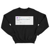 J Cole rap god Eminem tweet on a black crewneck sweater from Tee Tweets