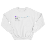 J Cole rap god Eminem tweet on a white crewneck sweater from Tee Tweets