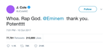 J Cole rap god Eminem tweet from Tee Tweets