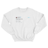 Jaden Smith I scare people away tweet on a white crewneck sweater from Tee Tweets