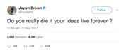 Jaylen Brown do you really die if ideas live forever tweet from Tee Tweets