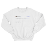 Jimmy Kimmel people who write mean tweets weren't loved tweet on a white sweater from Tee Tweets