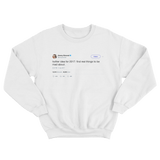 Jimmy Kimmel Twitter idea find real things to be mad about tweet on a white sweater from Tee Tweets