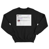 Joel Embiid chance to be with my crush tweet on a black crewneck sweater from Tee Tweets