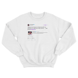 Joel Embiid chance to be with my crush tweet on a white crewneck sweater from Tee Tweets