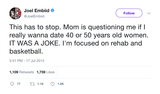 Joel Embiid mom asking if he wants to date cougars tweet from Tee Tweets