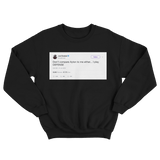 Joel Embiid don't compare me to Ayton tweet on a black crewneck sweater from Tee Tweets