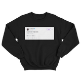 Joel Embiid Kawhi is the man tweet on a black crewneck sweater from Tee Tweets