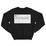 Joel Embiid read receipts with girls tweet on a black crewneck sweater from Tee Tweets
