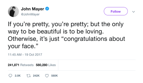 John Mayer congratulations about your face tweet from Tee Tweets