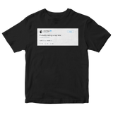 John Mayer probably taking a nap later tweet on a black t-shirt from Tee Tweets