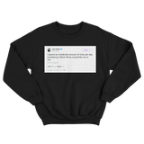 John Mayer wondering if Nicki Minaj likes him tweet on a black crewneck sweater from Tee Tweets