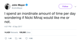 John Mayer wondering if Nicki Minaj likes him tweet from Tee Tweets