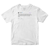John Mayer sorry I'm late tweet on a white t-shirt from Tee Tweets